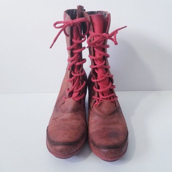 Maciejka S9/10 Leather Lace-up Heeled Boots Victorian Red - Picture 3 of 8